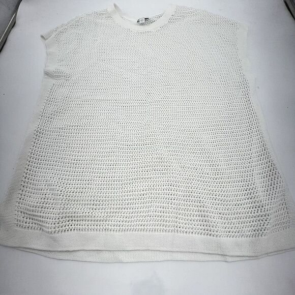 J Jill Womens Textured M Open Stitch Sweater Knit Poncho Tunic White - Picture 1 of 4